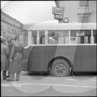 Beschädigter Bus; Bauerndemonstration; 1961