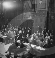 Oltramare, Fonjallaz, Bonny, Angeklagte im Prozess gegen Schweizer Nazis, Nationalsozialisten; 1947