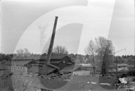 Sprengung eines Hochkamins in Zürich Giesshübel 1971