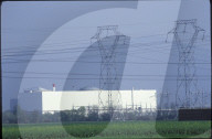 Hochspannungsmasten , Atomkraftwerk Fessenheim bei Colmar 1987