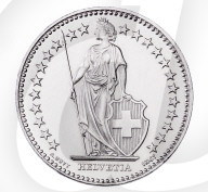Zweifränkler, Zwei-Frankenstück mit Helvetia