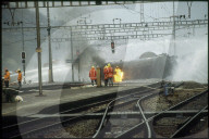 Beinahe gelöschter Brand nach Tankwagen-Explosion, Stein 1991