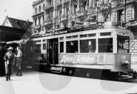 Durchhalteparole auf Tram, Zürich um 1940