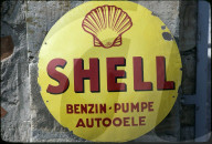 Emaille-Schild mit Shell-Werbung 1981