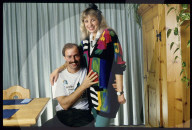 Gustav Weder, Bobfahrer, mit schwangerer Ehefrau Brigitte Weder 1992