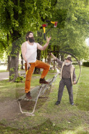 Timber Antoine Carabinier und  Vater Alain Carabinier,  �berschrift:&#x9;Timber Antoine Carabinier und  Vater Alain Carabinier, Artisten 2014