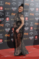 PEOPLE - Cristian Brondo lässt ihren nackten Babybauch durchblitzen an den Goya Awards in Madrid