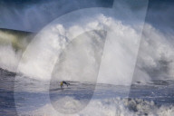FEATURE - Wagemutige Surfer werfen sich in die tosende Brandung von Nazare