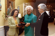 Barbara Bush receives a TeleCaption Decoding Device