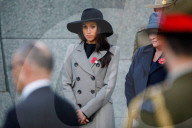 Meghan Markle, the US fiancee of Britain's Prince Harry, attends an Anzac Day dawn service at Hyde Park Corner in London on April 25, 2018. 
Anzac Day commemorates Australian and New Zealand casualties and veterans of conflicts and marks the anniversary 