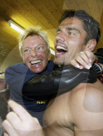 FC Basel ist Schweizer Meister 2003/04: Gigi Oeri, Pascal Zuberbühler 