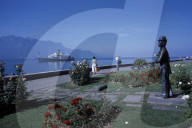 Vevey, statue of Charlie Chaplin boat CGN