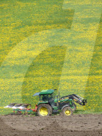 Landwirt mit Traktor beim Pflügen, 2006