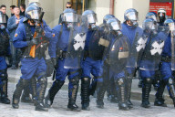 SVP Kundgebung in Bern. Polizeieinsatz