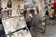 Strassenmaler auf der Ramblas in Barcelona, 2004