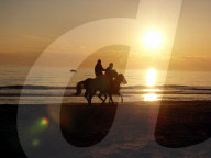 Sonnenuntergang bei Side, Reiter, Strand, 2005