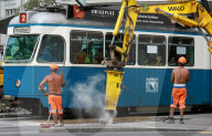 Bauarbeiter Tramverkehr 