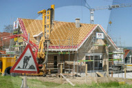 Bauwirtschaft. Bau eines Einfamilienhauses.