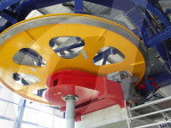 Kontrolle einer Seilbahn, Umlaufrolle, Monteur, 2005