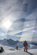 Snowboarder auf Piste  Jakobshorn Davos