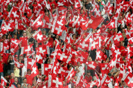 Fussball Schweiz - Liechtenstein Zuschauer Schweizer Fahnen