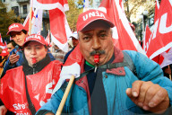Demontration gegen Lohndumping der Bauarbeiter