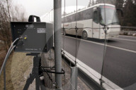 Radarkontrolle der Polizei während Temporeduktion wegen Feinstaub-Belastung, Schweiz 2006