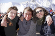 Skigebiet Adelboden/Lenk 2005: Bergrestaurant Sillerenbühl, drei belgische Touristen