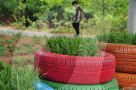 FEATURE - Recycling: Neue bunte Verwenung für alte Reifen in Qingdao