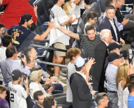 PEOPLE - Fans unter sich: Jimmy Fallon, Steven Spielberg und Lorne Michaels schauen sich gemeinsam das New York Yankees Spiel an
