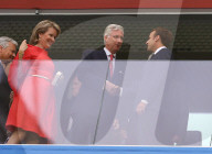 WM 2018 - Frankreich gegen Belgien: Emmanuel Macron mit den Belgischen Royals am Match in St Petersburg