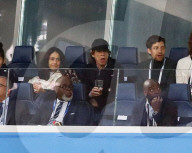 WM 2018 - Mick Jagger und Sohn Lucas auf der Tribüne am Halbfinal Frankreich : Belgien