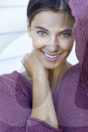 Beautiful woman in lilac pullover