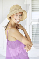 Beautiful woman playing around with straw hat