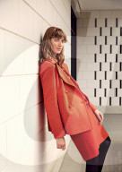 Woman wearing a red-colored Outfit  