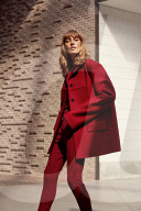 Woman wearing a red-colored Outfit  