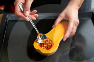 Step 1, Geister-Muffins, Step 1, Ghost Muffins, Preparing Pumpkin 