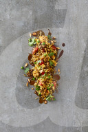 Bratreis mit scharfem Rinderhack und Erbsen, Fried Rice with hot minced Beef and Peas 
