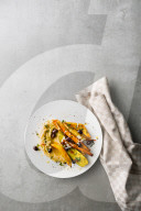 Ofengemüse mit Oliven und Polenta, Oven baked Vegetables with Olives and Polenta