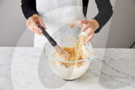 Step 2, Cassata-Rolle, Step 2, Cassata Roll, Adding Cookie Nut Mixture to beaten Egg White
