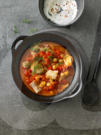 Kichererbseneintopf mit Seelachs, Chickpea stew with pollack