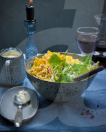 Couscous-Bowl mit Käsecreme, Bowl with Couscous and Cheese
