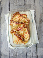Bananen-Schinken-French-Toast, French Toast with Bananas and Ham  
