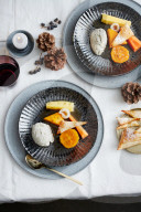 Mohn-Mousse mit exotischem Obst, Poppy seed mousse with exotic fruits