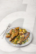 Ofenhuhn mit Auberginen, Oven chicken with eggplants