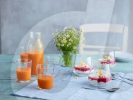 Mango-Möhren-Smoothie und Birchermüsli, Mango Carrot Smoothie and Bircher Muesli
