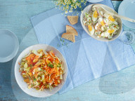 Chicoree-Orangen-Salat und Eiersalat Waldorf, Vegan Chicory Orange Salad and Egg Salad 