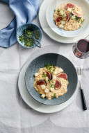 Espresso-Risotto mit Honig-Feigen, Espresso risotto with honey figs