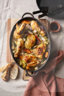 Poularde mit Schwarzwurzel-Wirsing-Gemüse, Poularde with salsify-savoy-vegetables