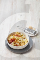 Cremige Tagliatelle mit Pastinaken und Pancetta, Creamy tagliatelle with parsnips and pancetta